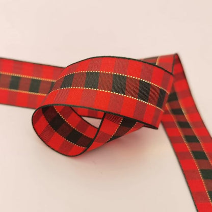 Micomon X'Mas Gingham Ribbon Green Red Metallic Gingham Ribbon 25 Yards Each - Image 9