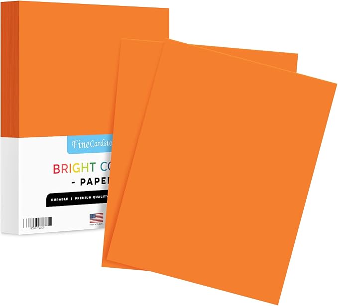 8.5 x 11" Orange Color Paper Smooth, by SSuperfinePrinting
