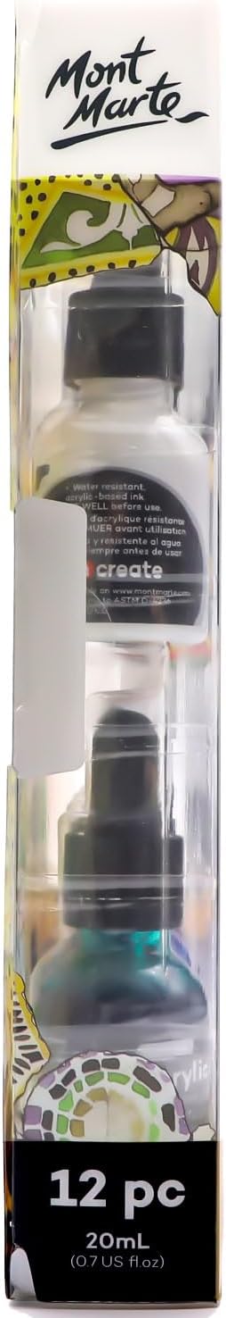 Mont Marte Acrylic Ink Premium 12pc x 20ml, Acrylic Inks - Image 8