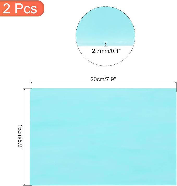 MECCANIXITY 2 Pcs Stained Glass Sheet Mosaic Tile 7.9 Inch x 5.9 Inch Sky Blue - Image 2