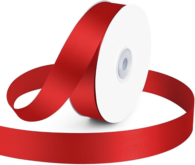KMER LIFE 1 inch Wide x 50 Yards Red Single Faced Polyester Satin Ribbon by KMERLIFE