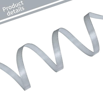 TONIFUL 1/4 Inch x 100yds Silver Satin Ribbon, Thin Solid Color Satin Ribbon - Image 3