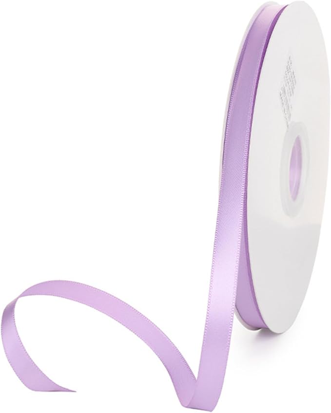 3/8" x 100 Yards Light Lilac Polyester Satin Ribbon Single Faced Bulk Fabric by Oakarbo