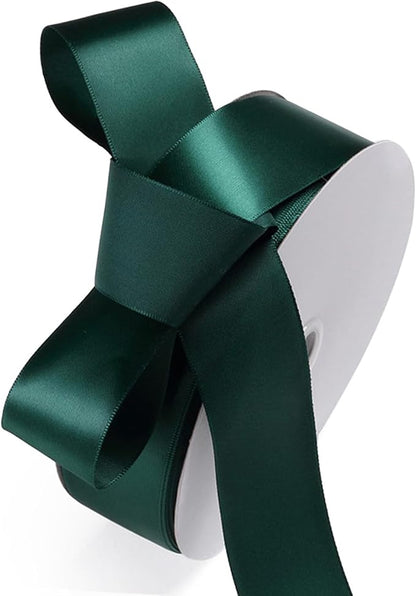 1-1/2" x 100 Yards Hunter Green Polyester Satin Ribbon Single Faced Fabric by Oakarbo