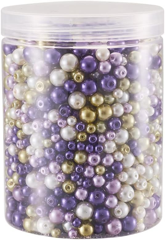 About 1840Pcs 4/6/8mm Glass Pearl Beads Pearlized Beads Multi Colors Round - Image 7