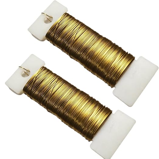 76Yards 26Gauge Golden Metal Floral Wire Flexible Paddle Florist Garden Wire by Unknown