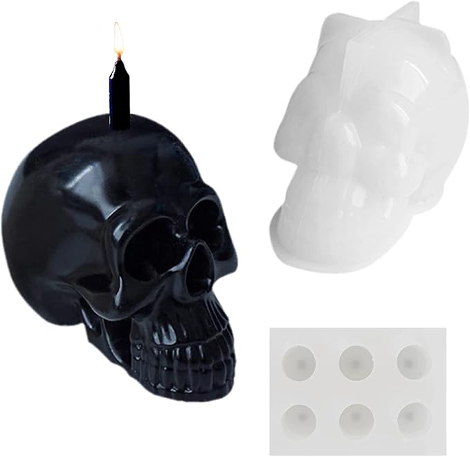 3D Skull Candle Silicone Molds Set, Skull Mold and 6 Holes Mini Candle Mold by Unknown