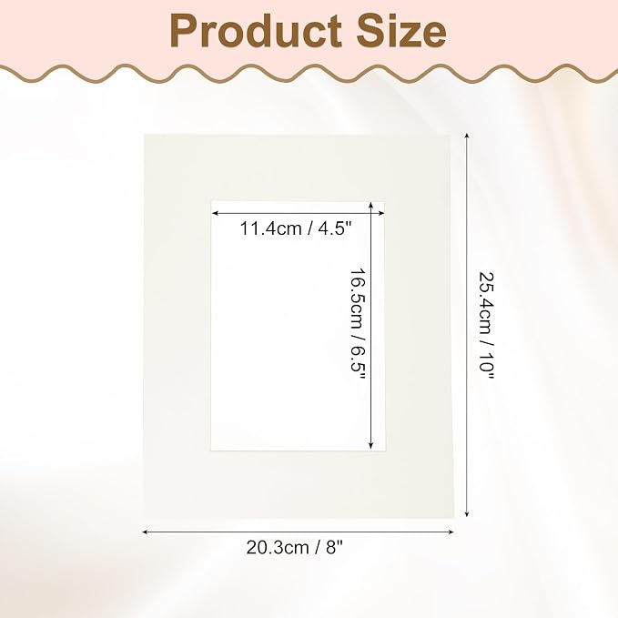 Picture Mats, 8 x 10 for 5 x 7 Pictures Acid Free White Core Bevel Cut Frame - Image 2