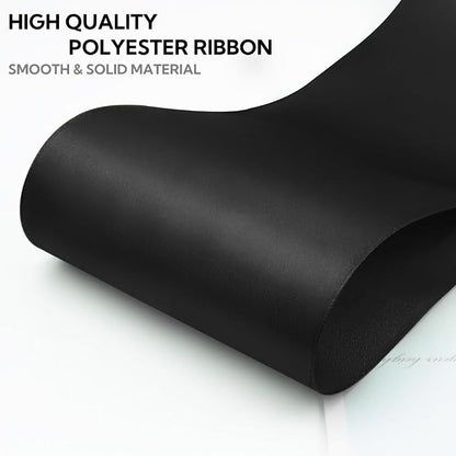 4 Inch 25 Yard Wide Satin Ribbon Black, Solid Fabric Large Ribbon Roll - Image 3