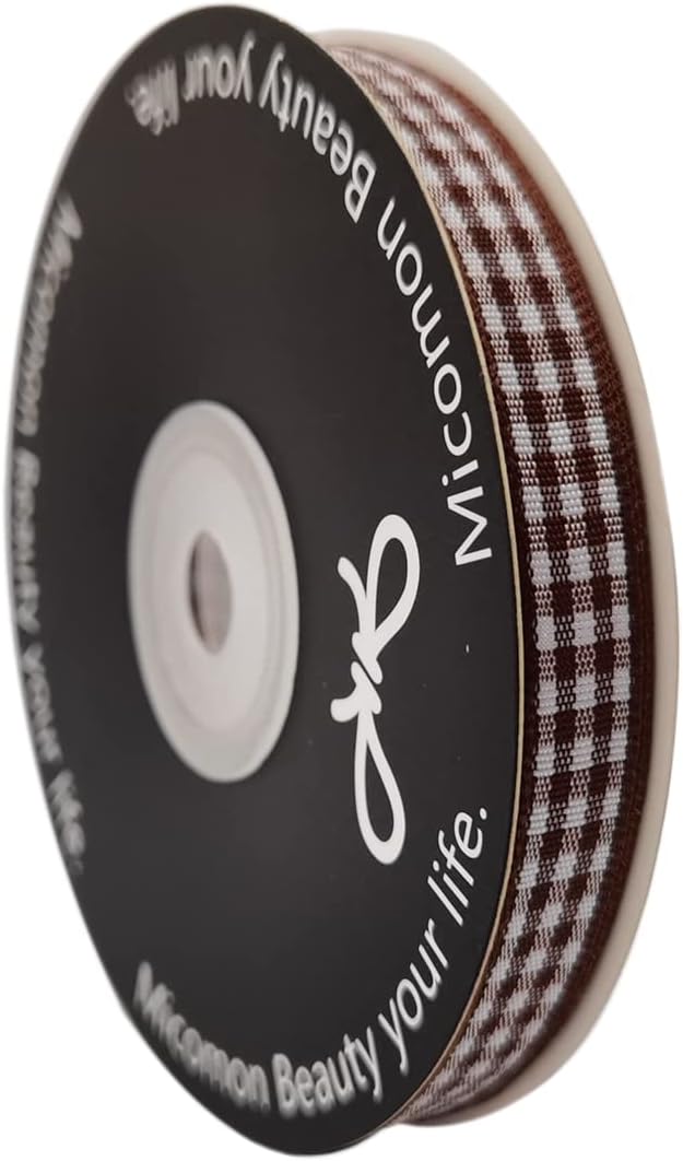 Brown Gingham Ribbon 25 Yards Christmas Ribbon - Image 2