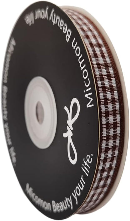 Brown Gingham Ribbon 25 Yards Christmas Ribbon - Image 2