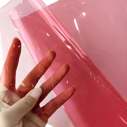 HYANG Light Pink Transparent PVC Super Clear Holographic Vinyl Faux Leather - Image 2