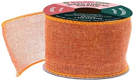 Mandala Crafts Orange Burlap Wired Ribbon 2.5 Inches Wide Jute Ribbons - Image 2