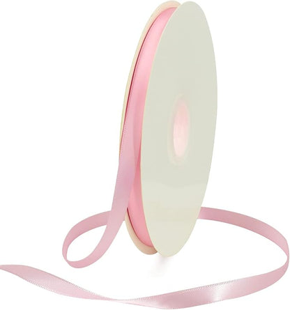 TONIFUL 3/8 Inch x 100yds Light Pink Satin Ribbon Thin Solid Fabric Ribbons Roll by TONIFUL