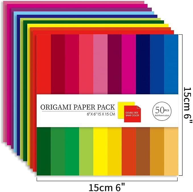 Origami Paper Kit 100 Sheets 70GSM 6 Inch Square Double Sided Color 50 Vivid - Image 3