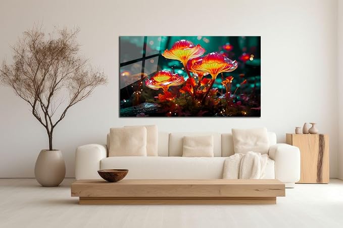 SpiritualHands Fantastic Mushrooms Glass Wall Art Oil Painting - Image 5