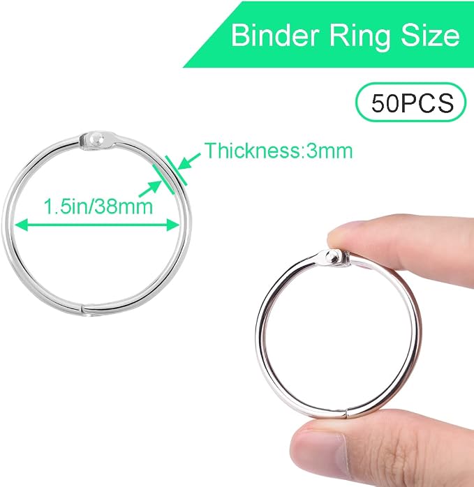 CooBigo 50 Pack Binder Ring, Metal Book Ring Paper Ring Holder 1-1/2-Inch Loose - Image 2