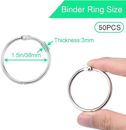 CooBigo 50 Pack Binder Ring, Metal Book Ring Paper Ring Holder 1-1/2-Inch Loose - Image 2