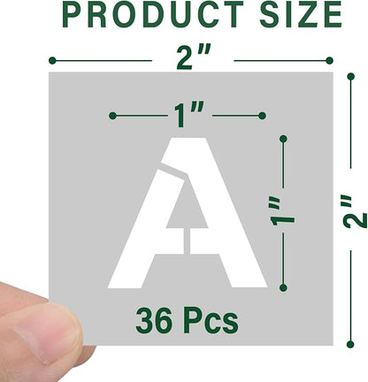 WISYOK 1 Inch 36 Pcs Letter Stencils and Numbers, Reusable Plastic Alphabet Art - Image 2