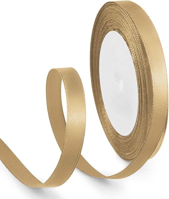 3/8 Inch 25 Yards Satin Ribbon Gold, Solid Color Fabric Ribbon by HimBen