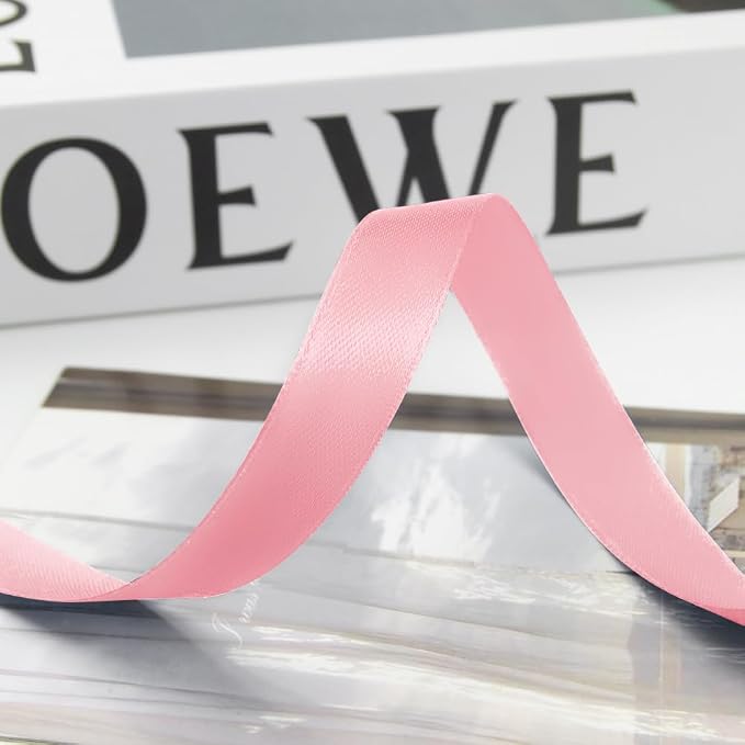 5/8 Inch 100 Yards Satin Ribbon Light Pink, Solid Color Fabric Ribbon - Image 8