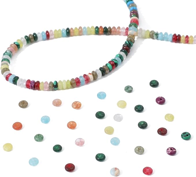 Natural Mix Colored Disk Stone Beads 4x2mm 160pcs Rondelle Loose Semi Gemstone - Image 6