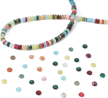 Natural Mix Colored Disk Stone Beads 4x2mm 160pcs Rondelle Loose Semi Gemstone - Image 6