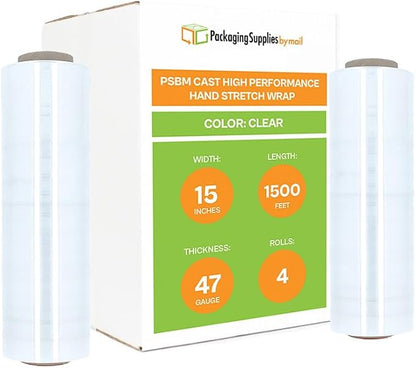 PSBM Stretch Wrap for Packing, 4 Pack of 15 Inch x 1500 Feet, 47 Gauge - Image 2