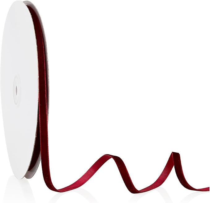 1/4" X 20 Yards Burgundy Velvet Ribbon by Bomybaw