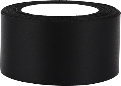 Black Solid Satin Ribbon 2 Inch 25 Yards Solid Polyester Fabric Ribbon - Image 6