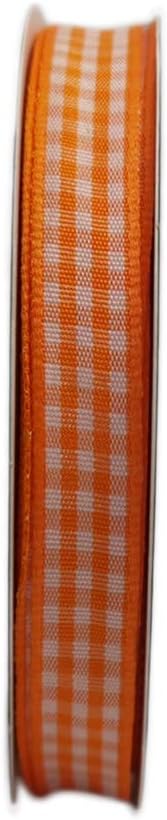 Orange Gingham Plaid Checked Ribbon 25 Yard Each Roll 100% Polyester - Image 3