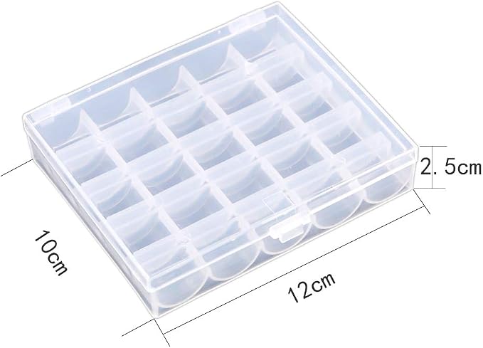 AKIRO 25 Slots Empty Bobbins Spools Box, Sewing Craft Plastic Case Storage Box - Image 3