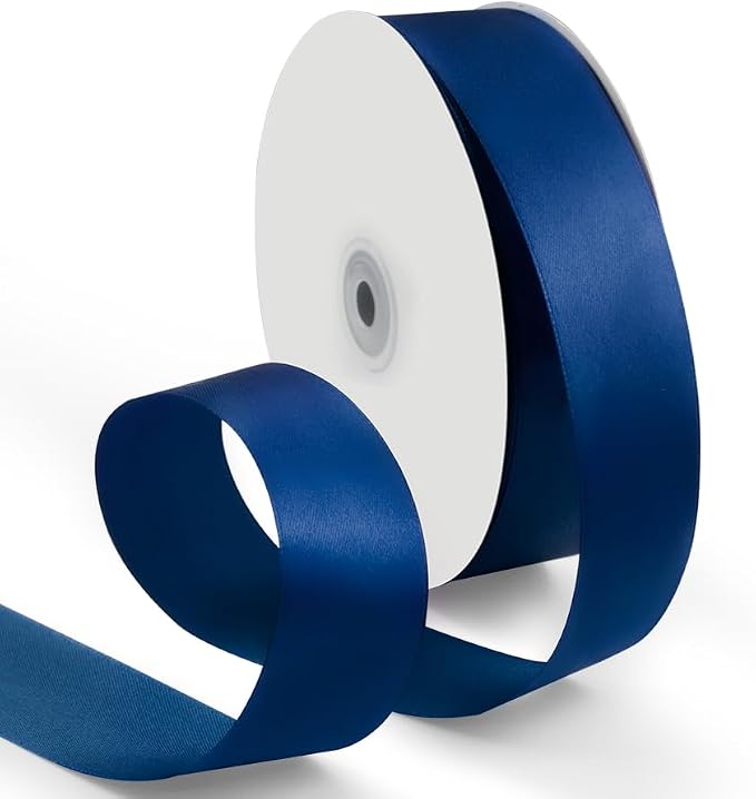 1-1/2 Inch 100 Yards Satin Ribbon Dark Blue, Solid Color Fabric Ribbon by HimBen