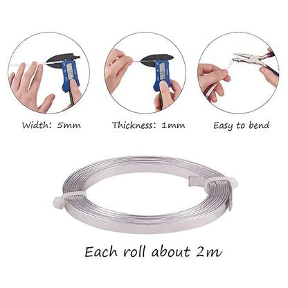 Fashewelry 5mm Aluminum Flat Bendable Craft Wire Silver 32.8Ft Nose Wire - Image 2