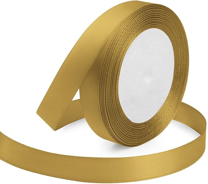 Golden Ribbon 5/8 Inches x 25 Yards, Bows Making, Floral Bouquets, DIY by KMERLIFE