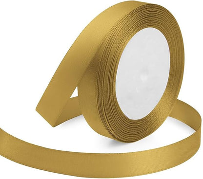 Golden Ribbon 5/8 Inches x 25 Yards, Bows Making, Floral Bouquets, DIY by KMERLIFE