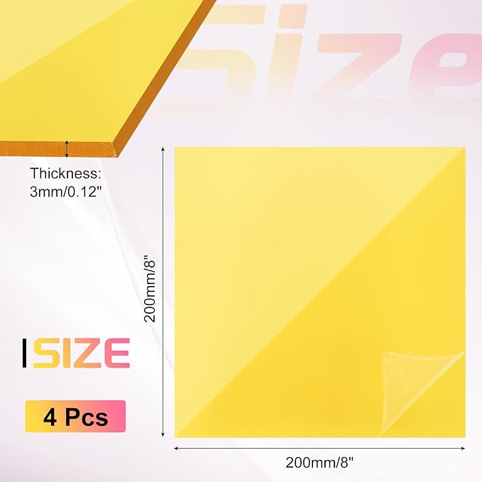 uxcell 4Pcs Acrylic Sheets 8x8 Inch Acrylic Panel 1/8 Inch-3mm Plastic Board - Image 2