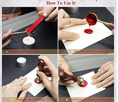 Vintage Santa Claus Monogram Sealing Wax Seal Stamp Rose Gold Metal Handle Kit - Image 5