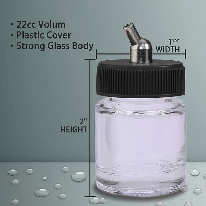 ABEST New 10PCS Airbrush Air Brush Glass Bottle Jar 22CC / Standard Suction Lid - Image 3