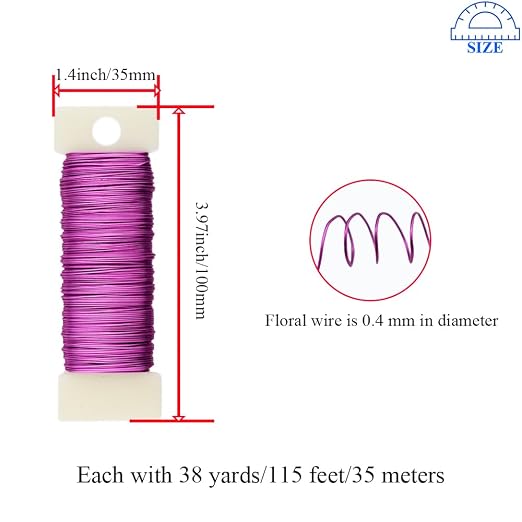 HAHIYO 26Gauge Pink Metal Floral Wire - Image 2