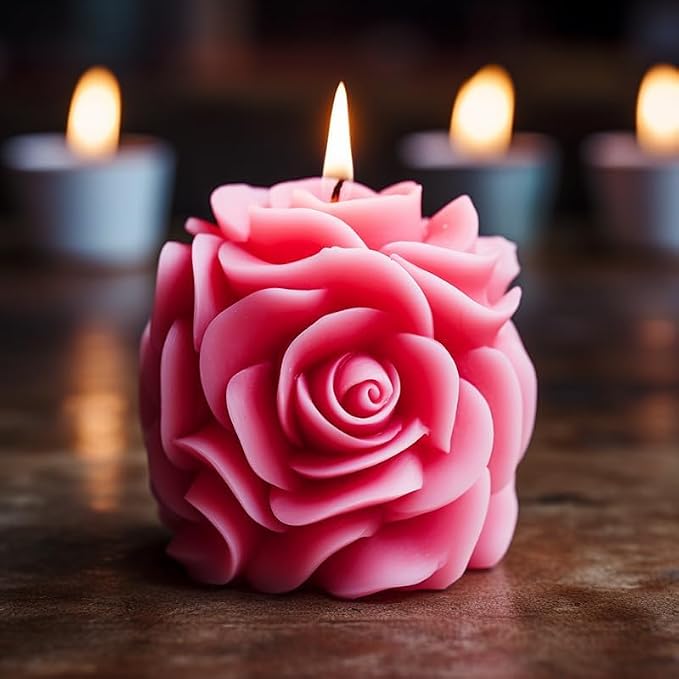 Valentine Rose Pillar Candle Silicone Molds Soap Mold 3D Rose Flower Resin - Image 2