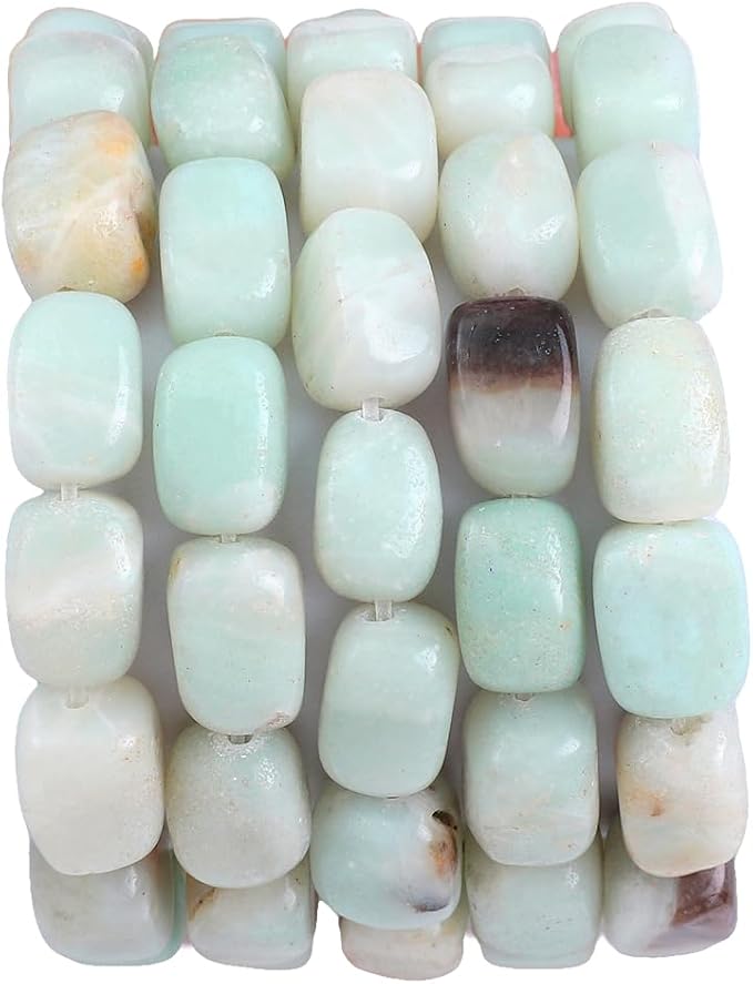 Natural Amazonite Cuboid Stone Loose Semi Gemstone Beads by Beadia