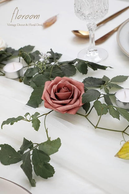 Floroom Artificial Flowers 25pcs Real Looking Dusty Cedar Foam Fake Roses - Image 3