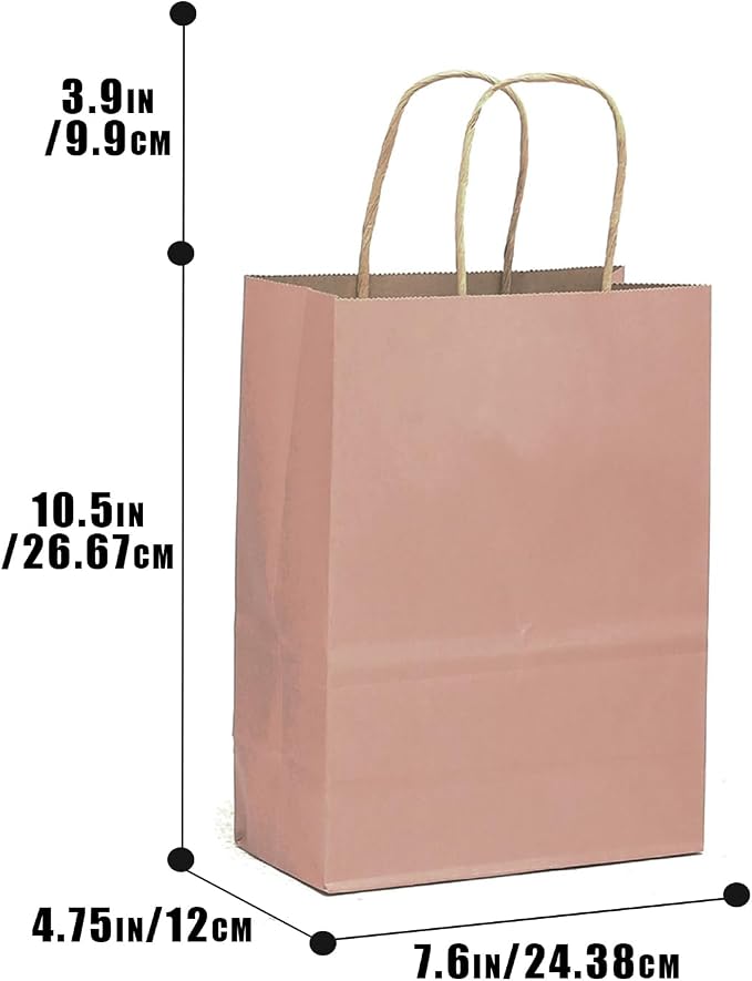 qiqee 32-Packs Cinnamon Pink Paper Gift Bags - Image 3