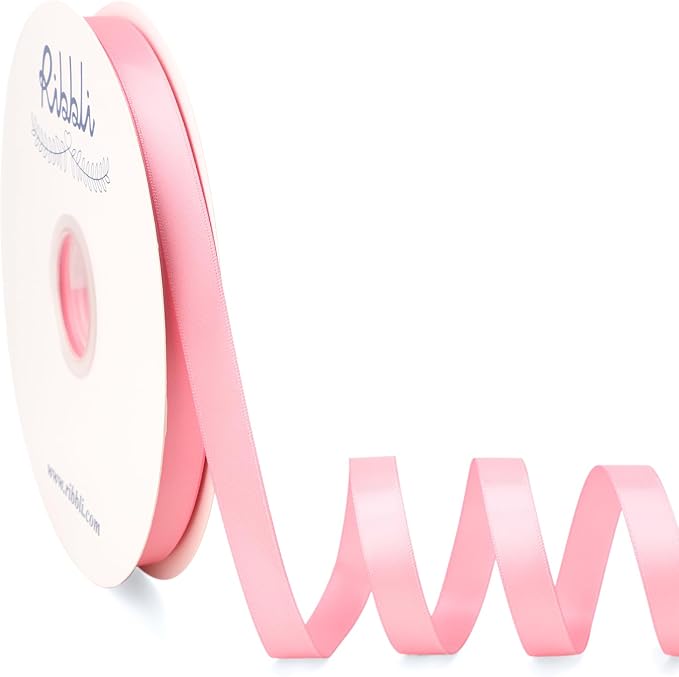 Ribbli Pink Satin Ribbon Double Faced Satin 1/2 Inch x Continuous 100 by Ribbli