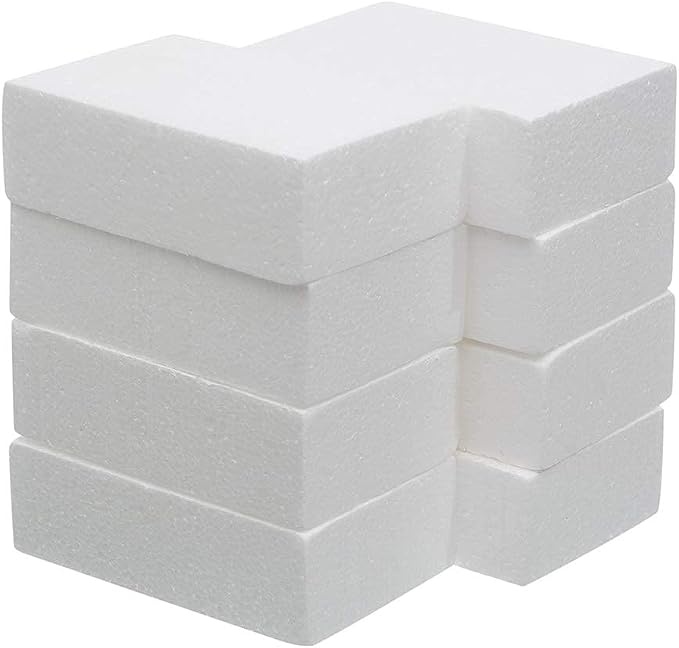Crafare 8 Pack Craft Foam Blocks 6X4X2in Polystyrene Brick Rectangle by Crafare