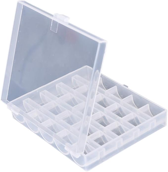 AKIRO 25 Slots Empty Bobbins Spools Box, Sewing Craft Plastic Case Storage Box - Image 4