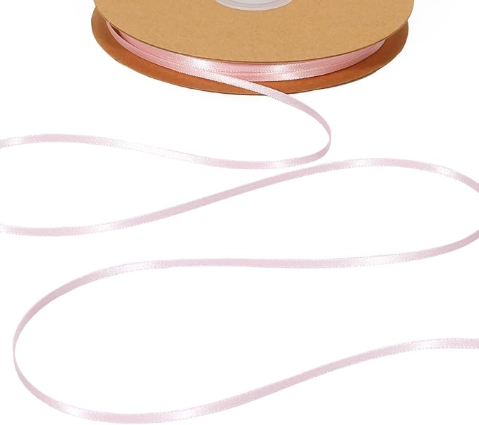 LaRibbons Light Pink Satin Ribbon 1/8 Inch 100 Yards Thin Luxury Double Faced by LaRibbons