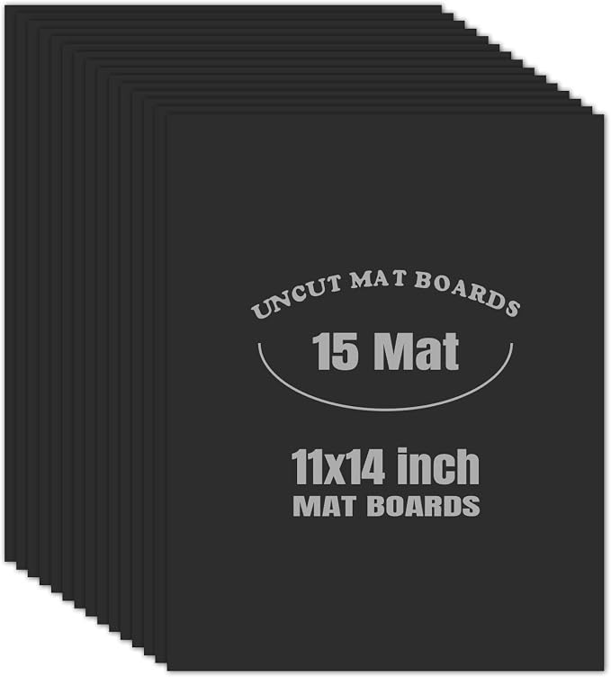 AUEAR, 15 Pack 11x14 Uncut Matte Boards Black Photo Mat Board Great by AUEAR