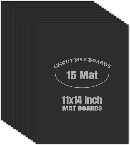 AUEAR, 15 Pack 11x14 Uncut Matte Boards Black Photo Mat Board Great by AUEAR